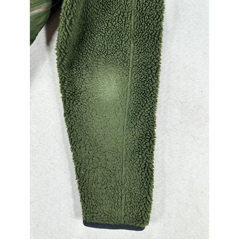 Banana Republic Mens XL Olive Green Sherpa Fleece Mixed Media Full Zip Jacket